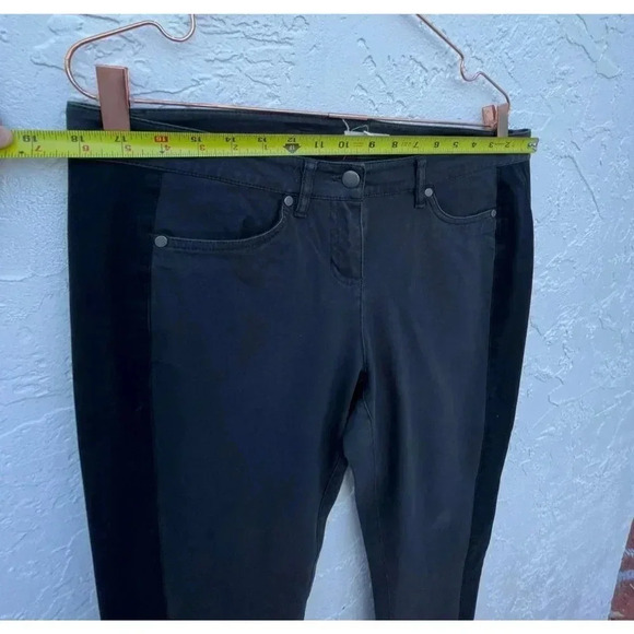 Eileen Fisher Womens Flat Front Tuxedo Stripe Skinny Ankle Pants Black Sz M - Picture 6 of 13